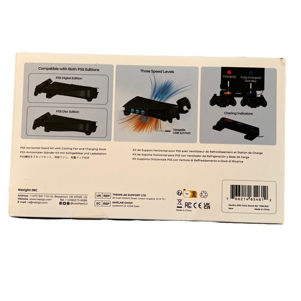 NexiGo PS5 Horizontal Stand with Cooling Fan & charging Dock for PS5 New Sealed - Picture 2 of 7